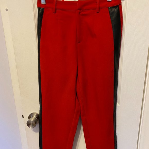 Red High Waist Dress Pants - Picture 3 of 3